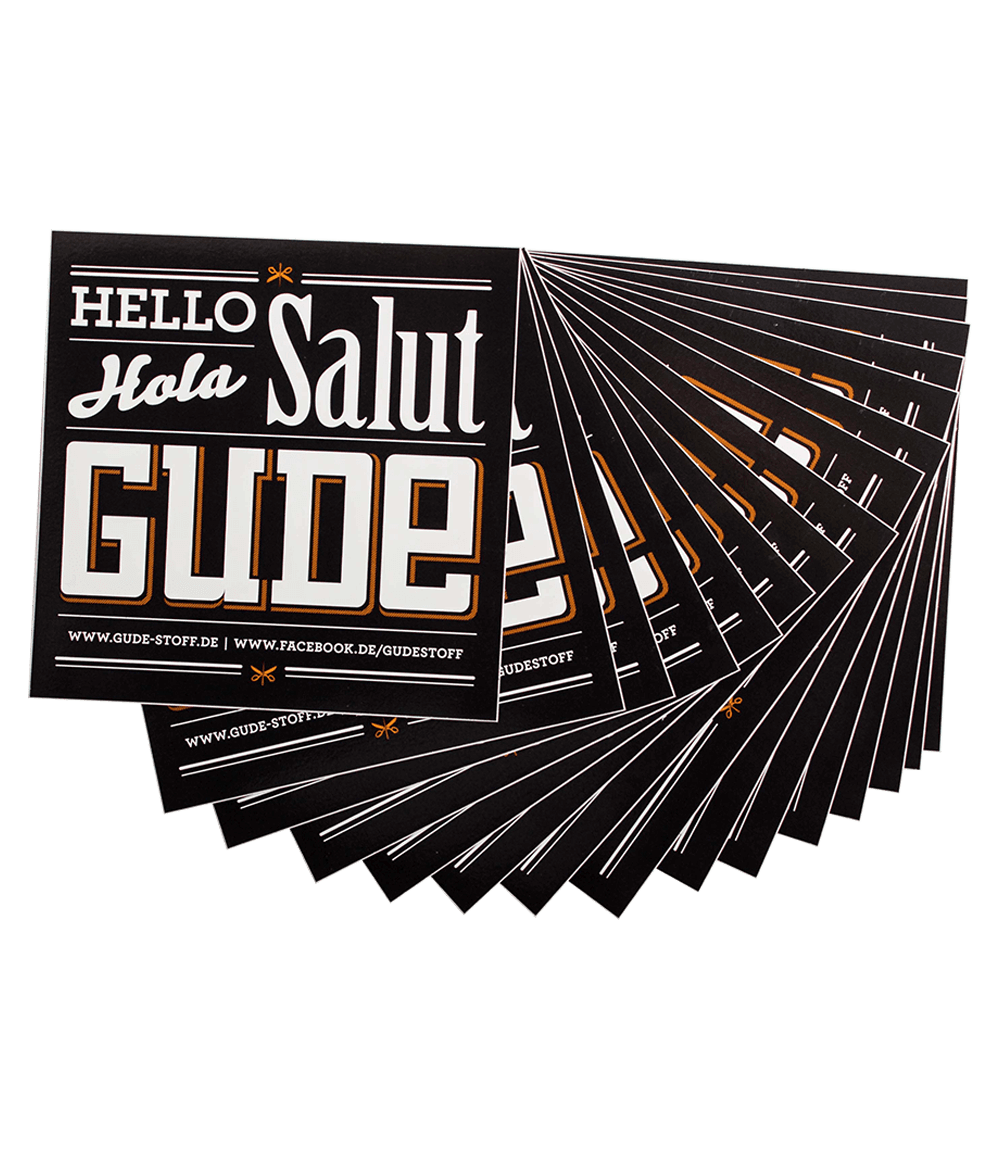 15x Hello, Hola, Salut, GUDE - Sticker, schwarz – GUDE® - aus dem Herzen  Europas