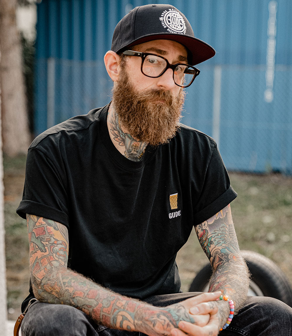 GUDE Gerippte Stick - Shirt, schwarz