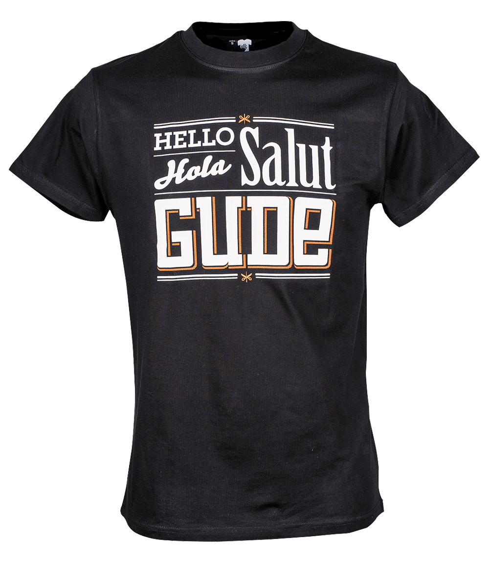 Hello, Hola, Salut, GUDE - Shirt, schwarz