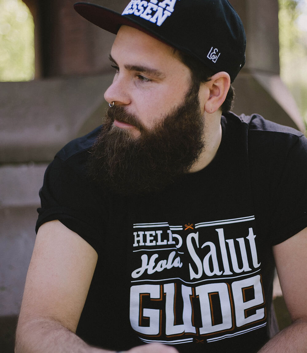 Hello, Hola, Salut, GUDE - Shirt, schwarz